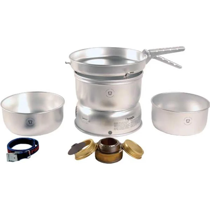 Trangia 25, Campingkocher für 3-4 Personen, hartanodisiertes Aluminium, leicht, Einflammkocher, Spiritusbrenner, inkl. 2 Töpfen und Bratpfanne
