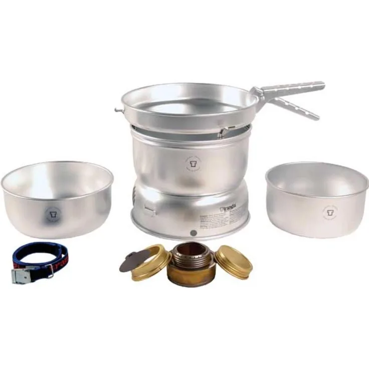 Trangia 25, Campingkocher für 3-4 Personen, hartanodisiertes Aluminium, leicht, Einflammkocher, Spiritusbrenner, inkl. 2 Töpfen und Bratpfanne