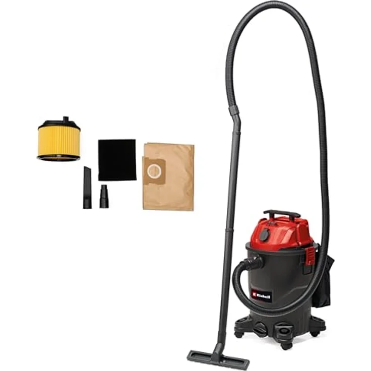 Einhell Nass-Trockensauger TC-VC 1930 A (1.500 Watt, 190 mbar Saugleistung, 30 L Auffangbehälter, Automatiksteckdose) in Rot – Bild 1