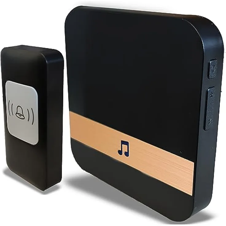 Retoo Funkklingel, Wasserdichte kabellose Türklingel mit 52 Melodien, Tragbares Set mit Empfänger und 1 Sender, Schwarz