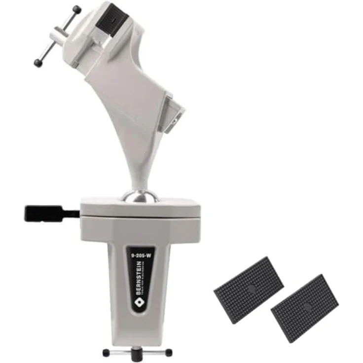 Bernstein Spannfix Kugelgelenk-Schraubstock 360° drehbar + 45° neigbar | Weiß | Zum Anklemmen an die Werkbank | Backenbreite 50mm | Qualitätsprodukt Made in Germany – Bild 1