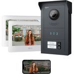 Goliath Intercom Video-Türsprechanlage Basic-Line, 7 Zoll Monitor in Weiß/Schwarz, 2-Draht Technologie, HD Kamera, für 2-Familienhaus, erweiterbar, App-fähig