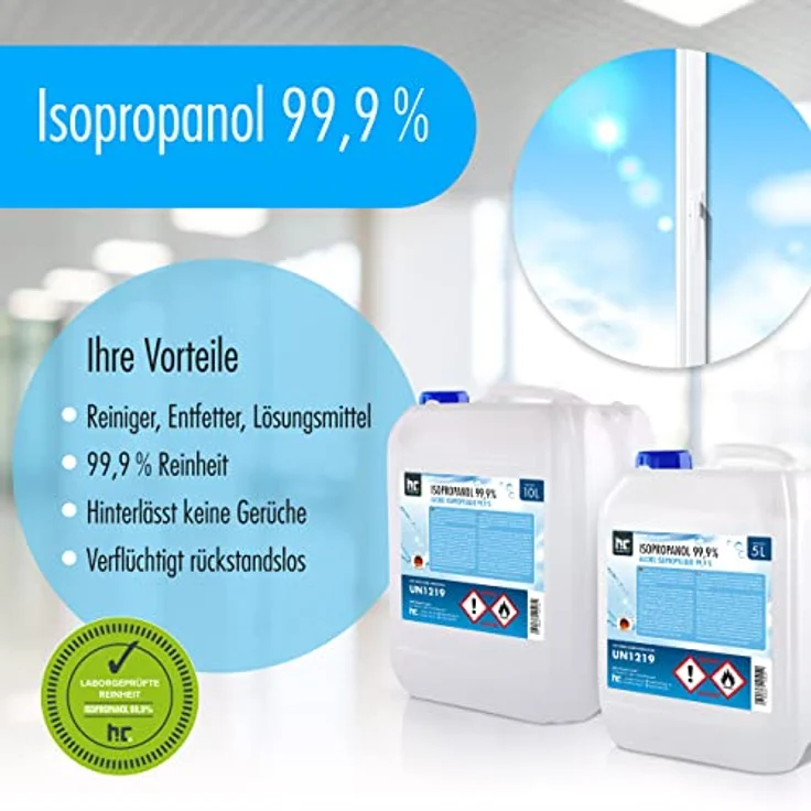 6 x 10 L Isopropanol 99,9% IPA von Höfer Chemie frisch abgefüllt im handlichen 10 L Kanister - perfekt als Lösungsmittel und Fettlöser geeignet (6 x 10 L) – Bild 4