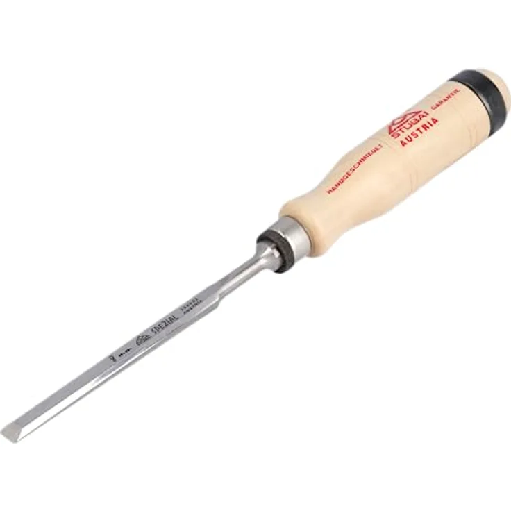 STUBAI Spezial Stechbeitel mit Holzgriff aus Weißbuche, schwedische Form, Ø 8 mm, Stemmeisen zur präzisen Bearbeitung von Holz, Stecheisen für Schreiner Tischler Heimwerker