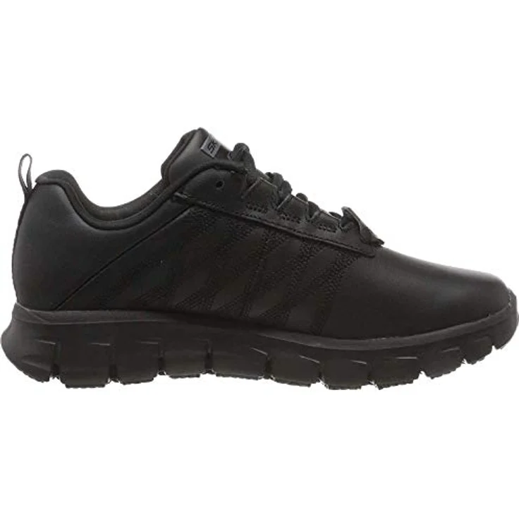 Skechers Sure Track Erath Schnürschuh für Gastronomie & Pflege, rutschhemmende Laufsohle, Leder, Memory Foam, Schwarz – Bild 4