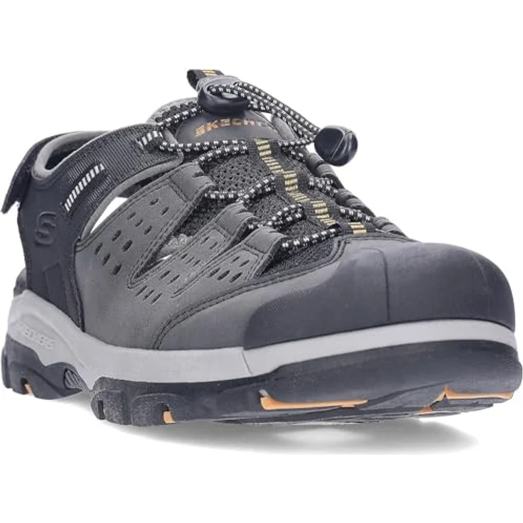 Skechers Tresmen Menard, Herren Sandalen, Sicherheitssandalen aus Synthetik mit Klettverschluss, Schwarz, Größe 44 – Bild 3