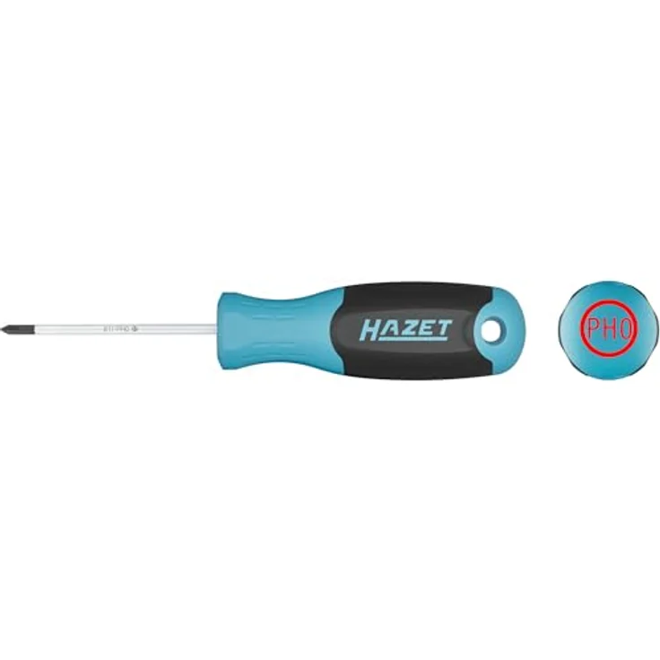 Hazet Schraubendreher 811-PH0, PH0 Kreuzschlitz Profil, 145 mm Rundklinge, rutschfester 3-Komponenten-Griff, hohe Kraftübertragung – Bild 3