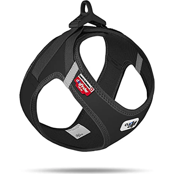 Curli Vest Harness Softshell, Hundegeschirr für kleine und mittelgroße Hunde, schwarz, Größe 2XS, wetterfest mit reflektierenden Streifen und DogFinder ID – Bild 1