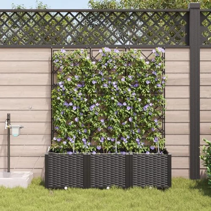 vidaXL rechteckiger Pflanzerständer Rattan-Look 120 x 40 142 cm UV-beständig Garten Deko - modern (Kunststoff) – Bild 3