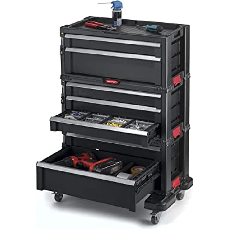 Keter | Modul Workshop 7 Schubladen, schwarz, System, 56,2 x 28,9 x 74,2 cm – Bild 5