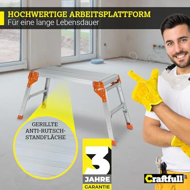 Craftfull Arbeitsplattform CF-107A Arbeitsbühne Arbeitspodest Trittbank Alu – Bild 6