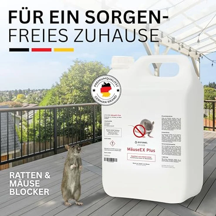 BIOFORMEL Mäuse Ex Spray Plus 5L, Mäuse- und Rattenabwehrmittel für Indoor & Outdoor, langanhaltend mit Geraniol, made in Germany – Bild 2