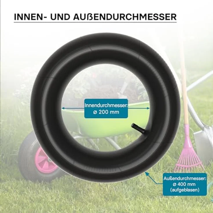 Wiltec - Schlauch für Rasenmäherreifen 16 x 6.50 - 8 mit geradem Ventil zur Selbstmontage – Bild 6
