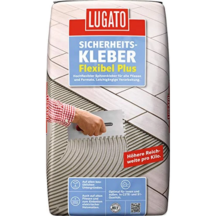 Lugato Sicherheitskleber Flexibel Ultra Plus 18 kg - Wasserfester Fliesenkleber