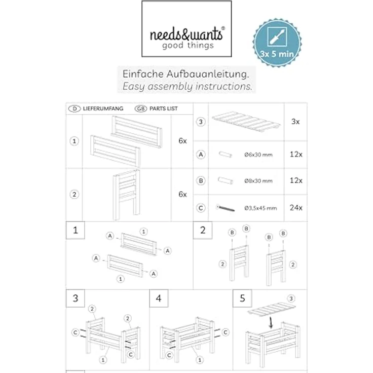 needs&wants® Blumenständer Pflanzenständer Blumentreppe Pflanzenregal Pflanztreppe, 3-fach stapelbar, Weiß holzfarben – Bild 8
