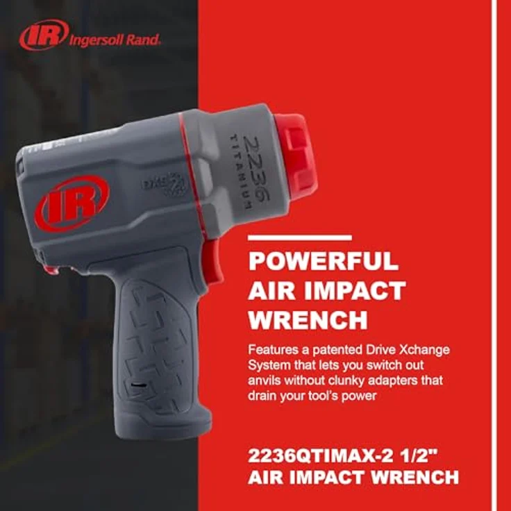 Ingersoll-Rand 2236QTIMAX-2 Druckluftschlagschrauber 1/2" mit Antriebswechsel-Technologie, leisem Betrieb, 2" Amboss, 1500ft-lb, Titan Hammergehäuse – Bild 3