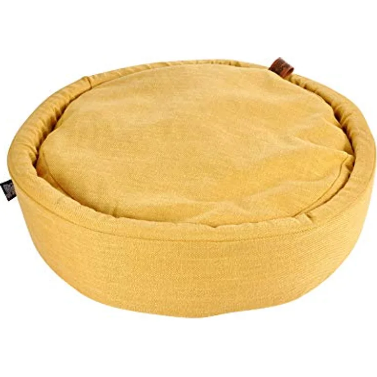 Dynamic24 Hundekorb 60cm Haustier Katzen Bett Hunde Kissen Hundebett Schlafplatz Haus goldgelb