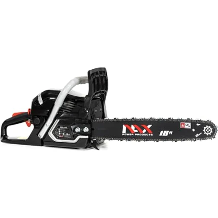 NAX POWER PRODUCTS 400C Motor 51,5 cm3 1,8kW Führungsschiene 18'' 45cm Anti-Rückschlag-System Low Kickback Briggs & Stratton Lizenzware Benzin-Säge Kettensäge, Schwarz – Bild 7