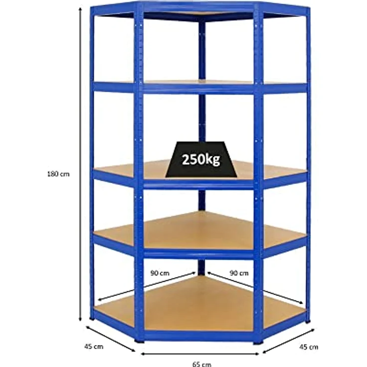 PROREGAL Eckregal Slim Elephant Blau HxBxT 180x90x45 cm Fachlast 250kg Schwerlastregal – Bild 2