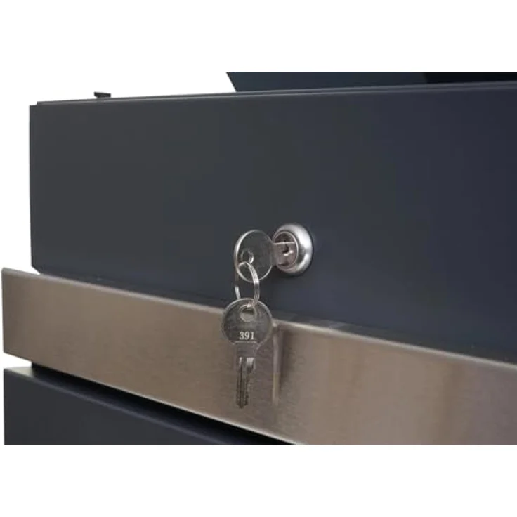 PROREGAL Paketkasten mit Standfuß, verzinkt anthrazit-Edelstahl, HxBxT 120x59x36cm, abschließbar, mit Einwurfsystem und Rückholsperre, für Pakete bis 16x30x22 cm – Bild 7