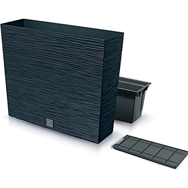 Macetero color antracita, con depósito, colección FURU, de 58 x 18 x 49,8 cm, capacidad de 12 L.