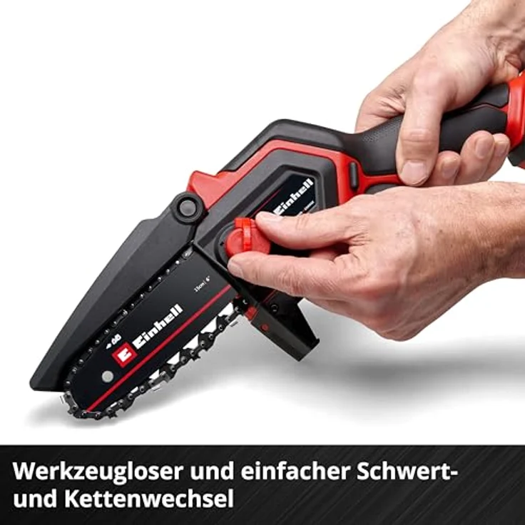 Einhell Akku-Kettensäge GE-PS 18/15 Li BL Kit, handlich mit 15,8 cm Schwertlänge, Bürstenloser Motor und 2,5 Ah Akku im Set – Bild 8