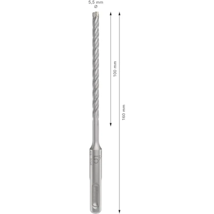 Bosch PRO SDS plus-5X Hammerbohrer, 5,5 x 100 x 160 mm, langlebig mit 4-Schneider-Design für Stahlbeton – Bild 4