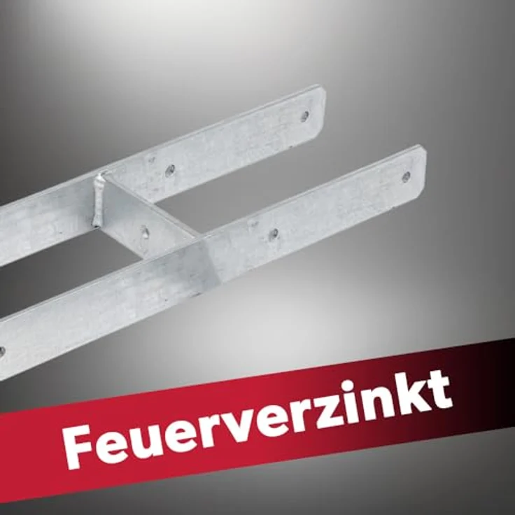 siwitec H-Pfostenträger 600 x 121 mm, feuerverzinkt, Materialstärke 5 mm, 6er Pack für Holzpfosten im Außenbereich, zum Einbetonieren – Bild 4