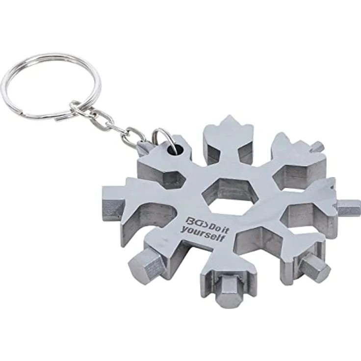 BGS Diy 85880 Multifunktions-Werkzeug Schneeflocke 18-in-1, Edelstahl, kompakt für Reise, Camping und Abenteuer