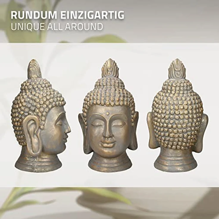 Buddha Kopf Statue 53cm bronze aus Polyresin – Bild 5