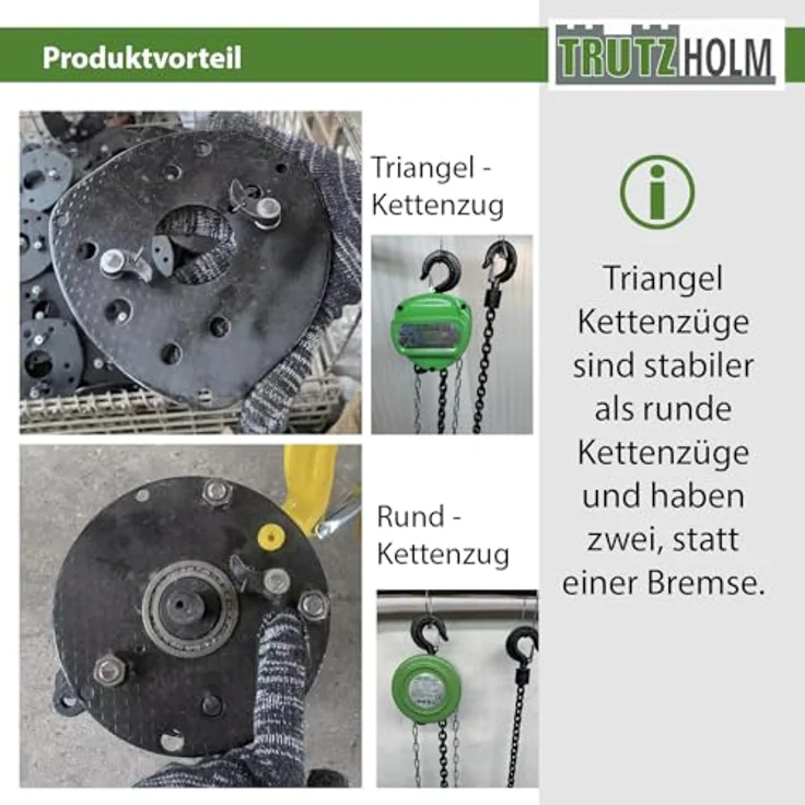TRUTZHOLM Kettenzug HSC 3000kg, Flaschenzug mit Doppelbremse und 3m Hubhöhe, ideal für Werkstatt und Industrie – Bild 7