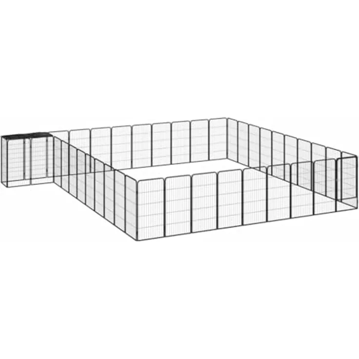 vidaXL 42-Panel Hunde-Laufstall, pulverbeschichtete Stahlstruktur, schwarz, großer und geräumiger Spielplatz für Hunde, ideal für professionelle Trainer und Hundeliebhaber