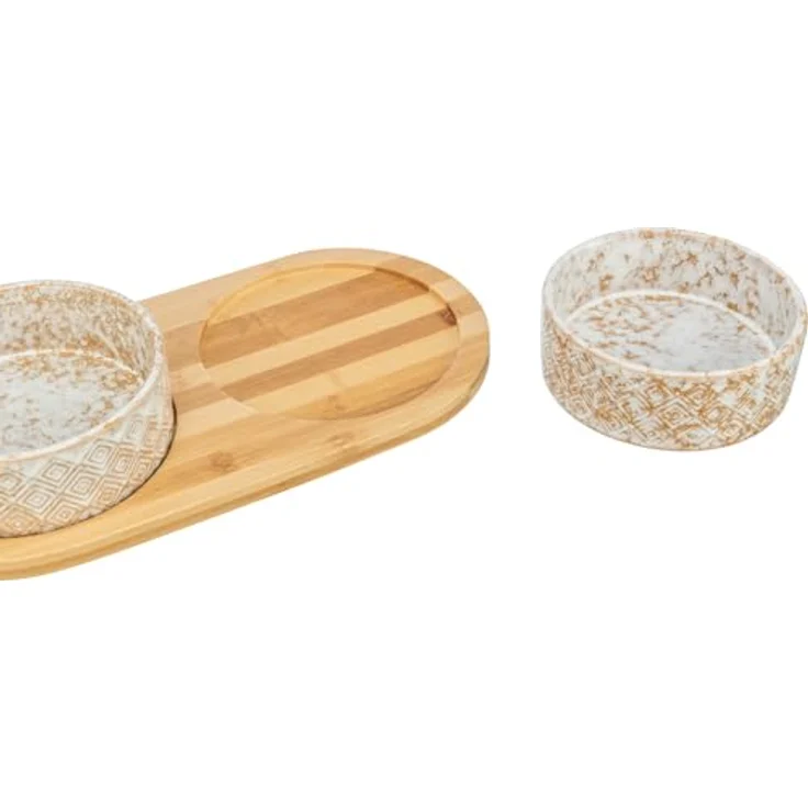 TRIXIE Hundenapf-Set 800 ml Keramik/Bambus - praktischer Fressnapf für kleine und mittelgroße Hunde ø16 cm, robust und spülmaschinenfest - 24829 – Bild 4