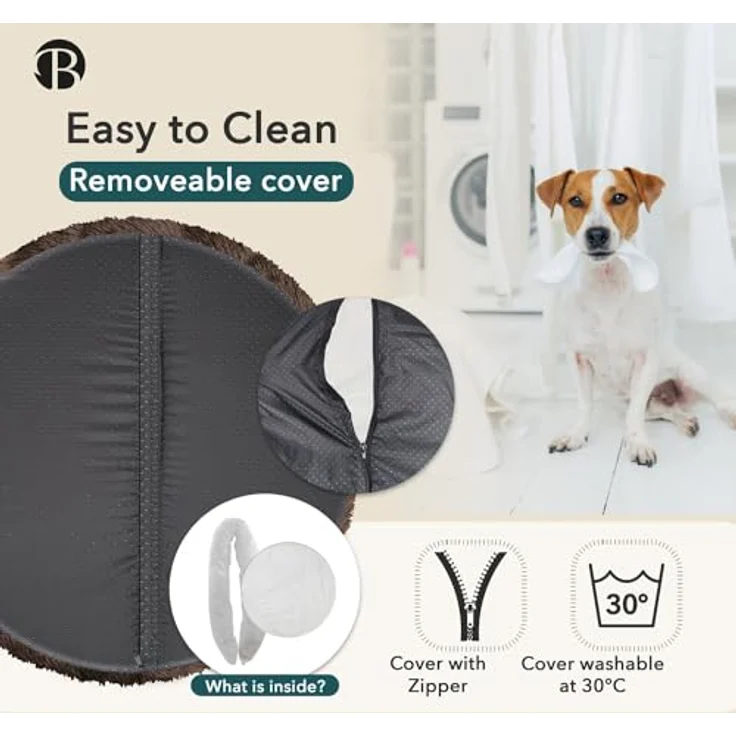 bluzelle Orthopädisches Hundebett für Kleine Hunde & Katzen, 50cm Donut Kissen Memory Foam Hundekorb Katzenbett, Coffee – Bild 4