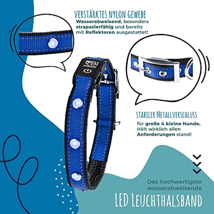Leuchthalsband für Hunde [Das Original] Leuchtendes LED Hundehalsband zum spazieren gehen auch im Dunkeln- sehr Lange Akkulaufzeit – Sicher Dank starker Leuchtkraft – Hundehalsband Leuchtend – Bild 2