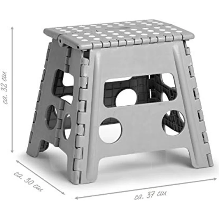 Zeller Klapphocker grau 37 x 32 x 30 cm, Klapphocker aus Kunststoff mit integriertem Tragegriff und rutschhemmender Oberseite – Bild 3