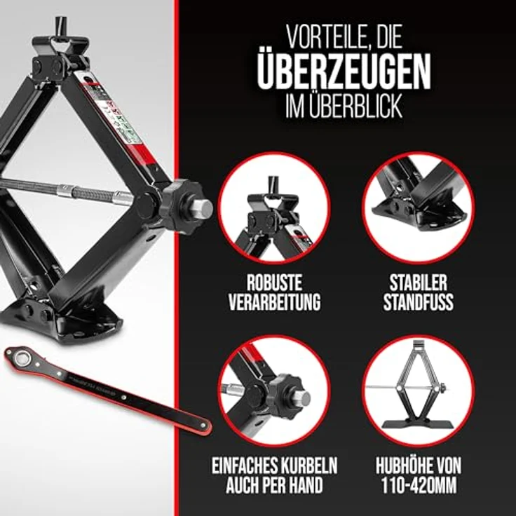 HEYNER Premium OEM Wagenheber für Mercedes ML/GL/S-Klasse/GLE/GLC, max. Hubhöhe 42 cm, Tragkraft 1,335 t, mit Aufbewahrungstasche – Bild 2