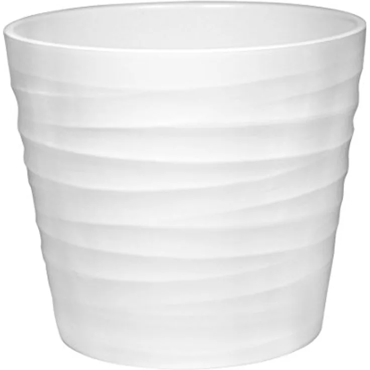 Dehner Übertopf Wave, Ø 23 cm, Höhe 20 cm, Keramik, weiß