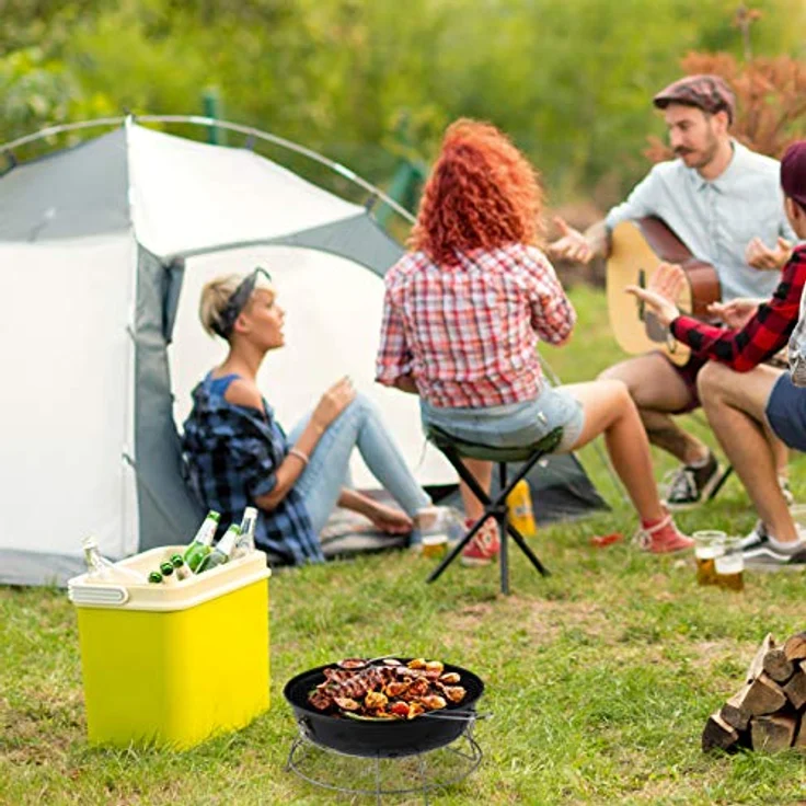 Relaxdays Kugelgrill, tragbar, mit Deckel, leckeres BBQ, Picknickgrill mit großer Holzkohlegrillfläche, Holzkohle, Ø36cm, schwarz – Bild 3