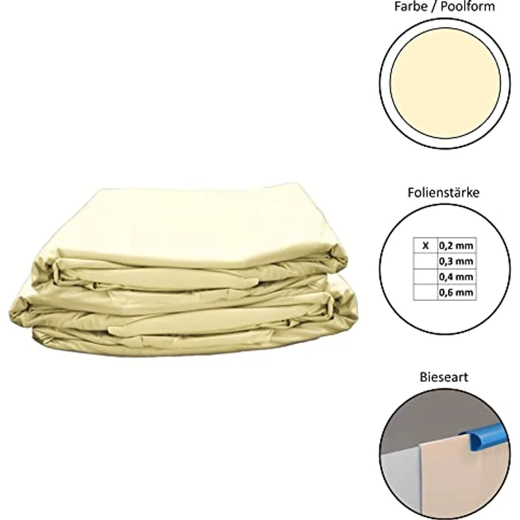 Waterman Poolfolie Ersatzfolie Rundbecken 300x90cm, Dicke 0,22mm, Overlap, UV-stabilisierte PVC-Folie in Sandton – Bild 2