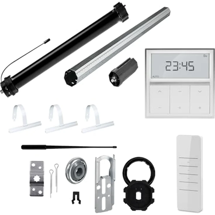 NOBILY Rolladen-Komplett-Set PR5 10/15-60, Mechanischer Funk Maxi-Rolladenmotor 10Nm mit Wandsender, für 60mm Achtkantwelle, Gesamtlänge bis 1,0 Meter – Bild 1