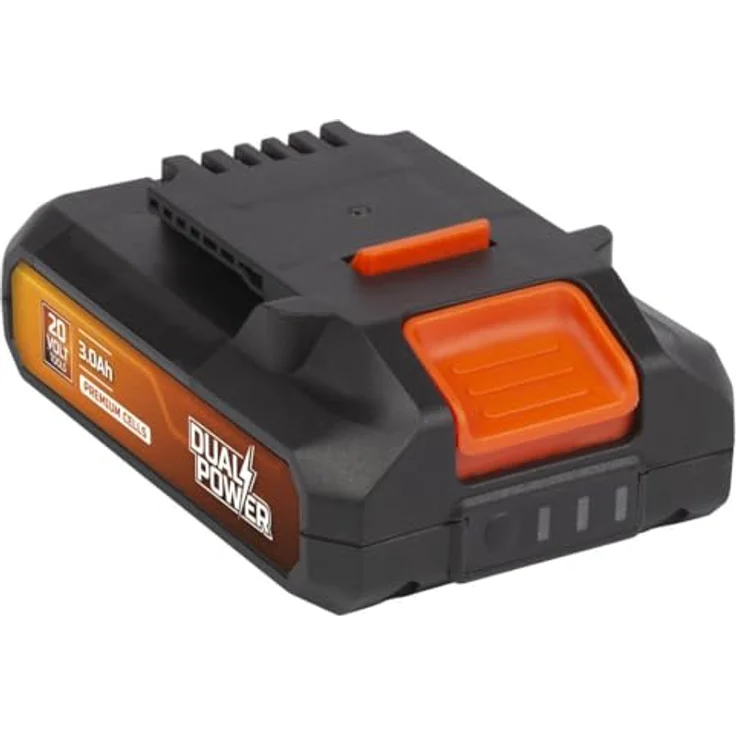 Powerplus 20V 3.0Ah Akku, geeignet für DUAL-POWER-Geräte, mit Batteriestandsanzeige, orange – Bild 2
