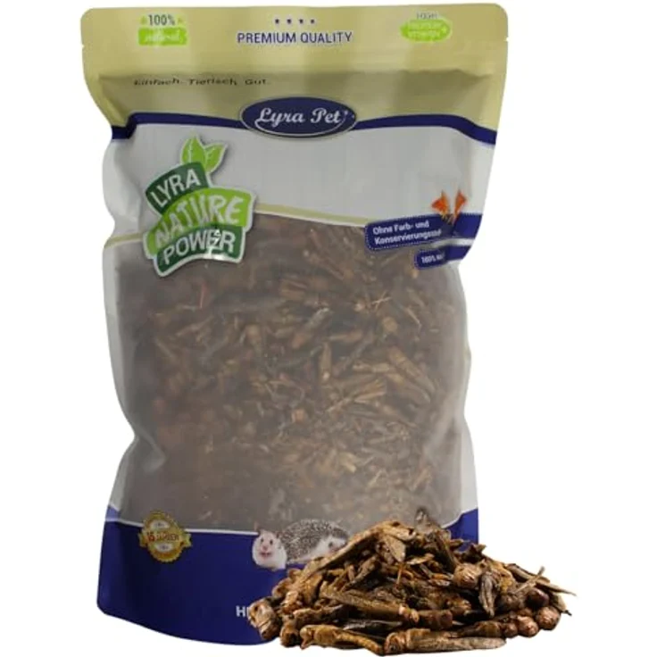 Lyra Pet® Heuschrecken getrocknet, 1 kg - Reich an Proteinen (58%), für Vögel, Nager, Fische & Reptilien, ohne Zusatzstoffe, natürliches Terrarienfutter – Bild 1