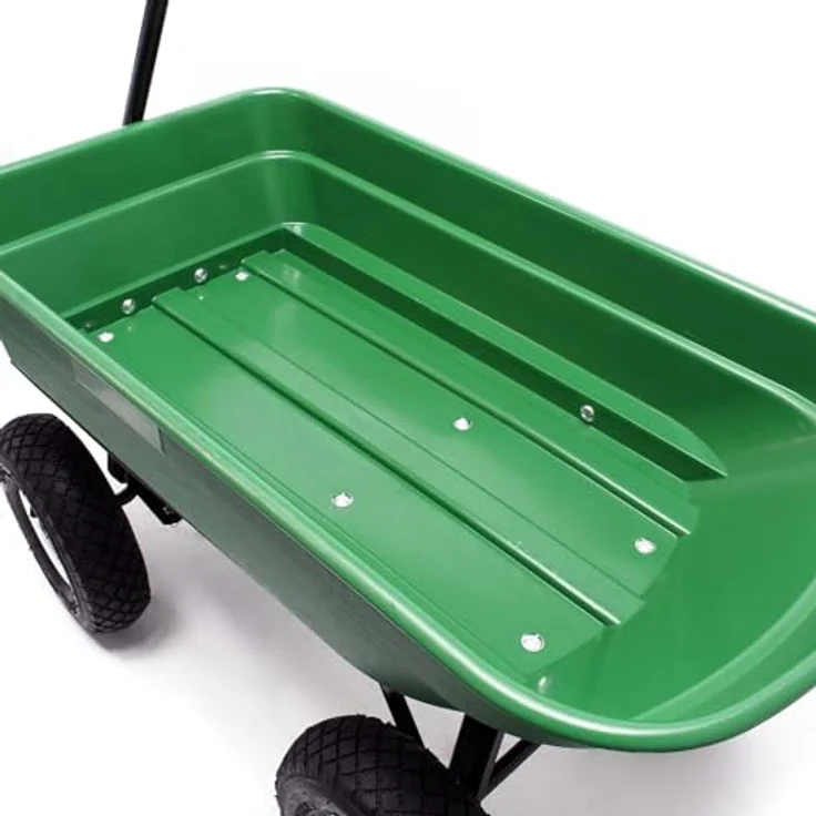 Wiltec Gartenwagen mit Kippfunktion, Handwagen für bis zu 200 kg, 50 l Volumen, ideal für Rasen, Kies und Schlamm – Bild 5