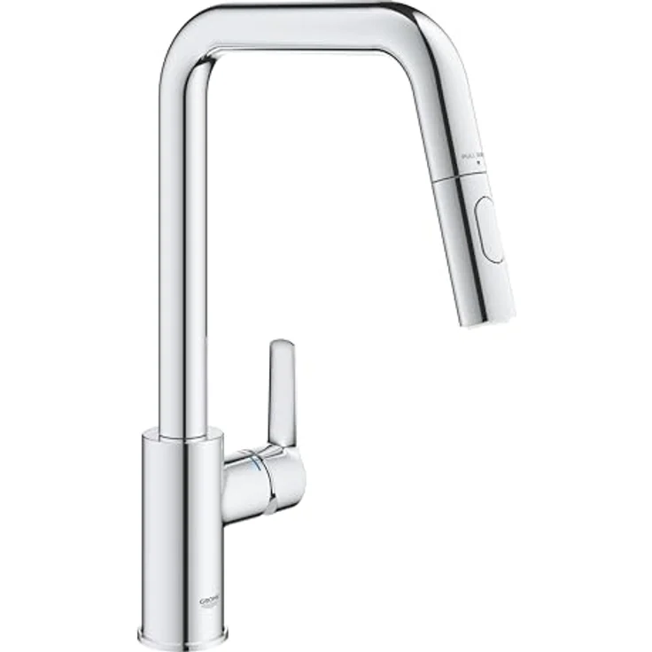 Grohe Start Einhand-Spültischbatterie herausziehbar, Küchenarmatur mit 360° schwenkbarem Gussauslauf und integrierter Temperaturbegrenzer, Chrom – Bild 1