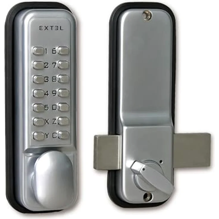 EXTEL 109057 Türzusatzschloss, grau, mechanisch, codierbar und wendbar, für Türen mit 30 bis 50 mm Dicke