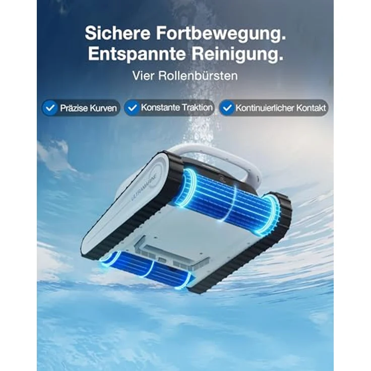 Ecovacs Ultramarine P1, Poolroboter für Pools bis 180 m², kabellose Reinigung von Boden, Wänden und Wasserlinie, UltraPure Suction 18.200 l/h, intelligente App-Steuerung – Bild 3