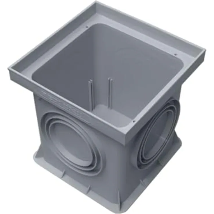 Marley Einlaufschacht ohne Einlaufrost, 200 x 200 mm, grauer Hofsinkkasten zur Oberflächenwasserableitung