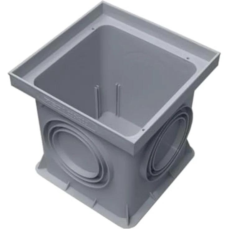 Marley Einlaufschacht ohne Einlaufrost, 200 x 200 mm, grauer Hofsinkkasten zur Oberflächenwasserableitung – Bild 1