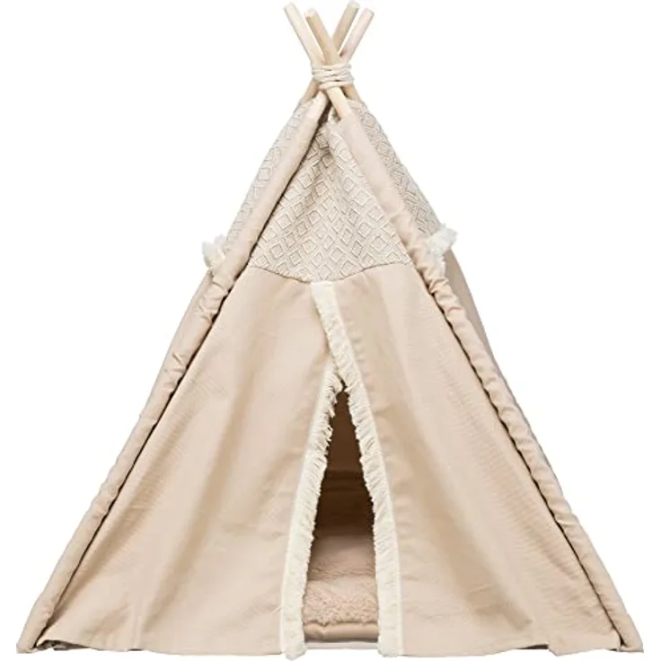 Trixie rutschfestes Tipi für Hunde und Katzen im angesagten Boho-Design Tipi Boho, 55 × 65 × 55 cm, BEIGE - mit integriertem, waschmaschinengeeignetem Wendekissen - 38211 - Preisvergleich